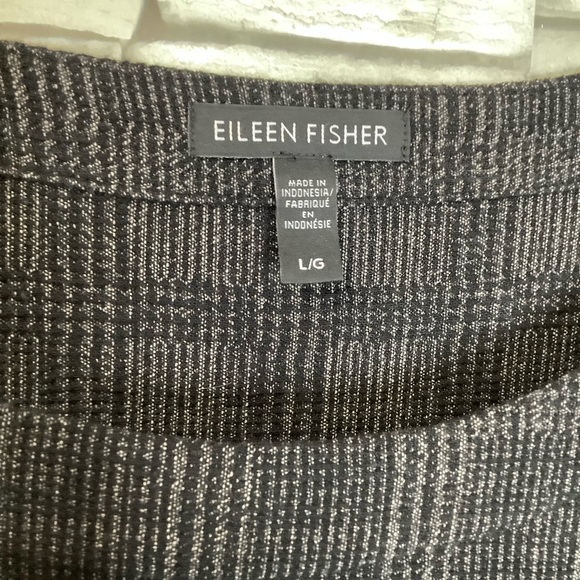 Eileen Fisher size L check print 3/4 sleeve scoop neck blouse (W451) - Picture 2 of 14
